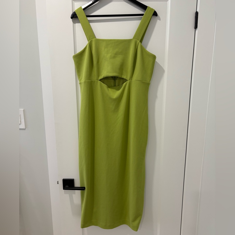 RW&CO. Pastel Green Midi Cutout Straight Dress